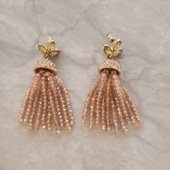 💖 Baublebar Rhinestones Crystals Pave Faceted Beads Beaded Tassel Earrings 💖 - Picture 1 of 10